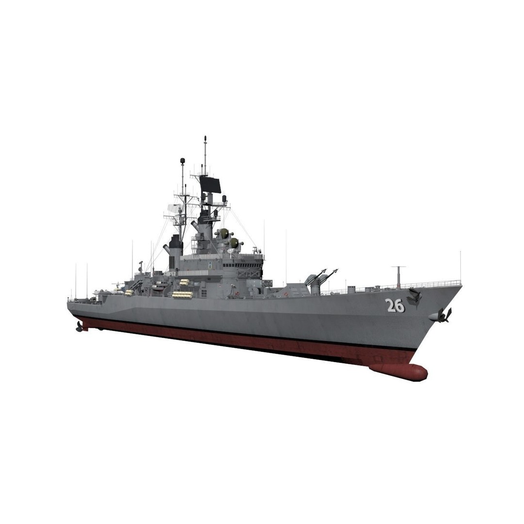 USS Belknap 3D Model – Low Poly Military Watercraft, FBX - View 11