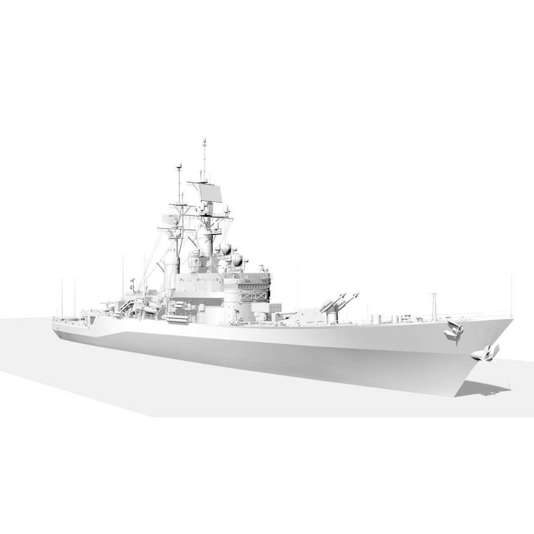 USS Belknap 3D Model – Low Poly Military Watercraft, FBX - View 12