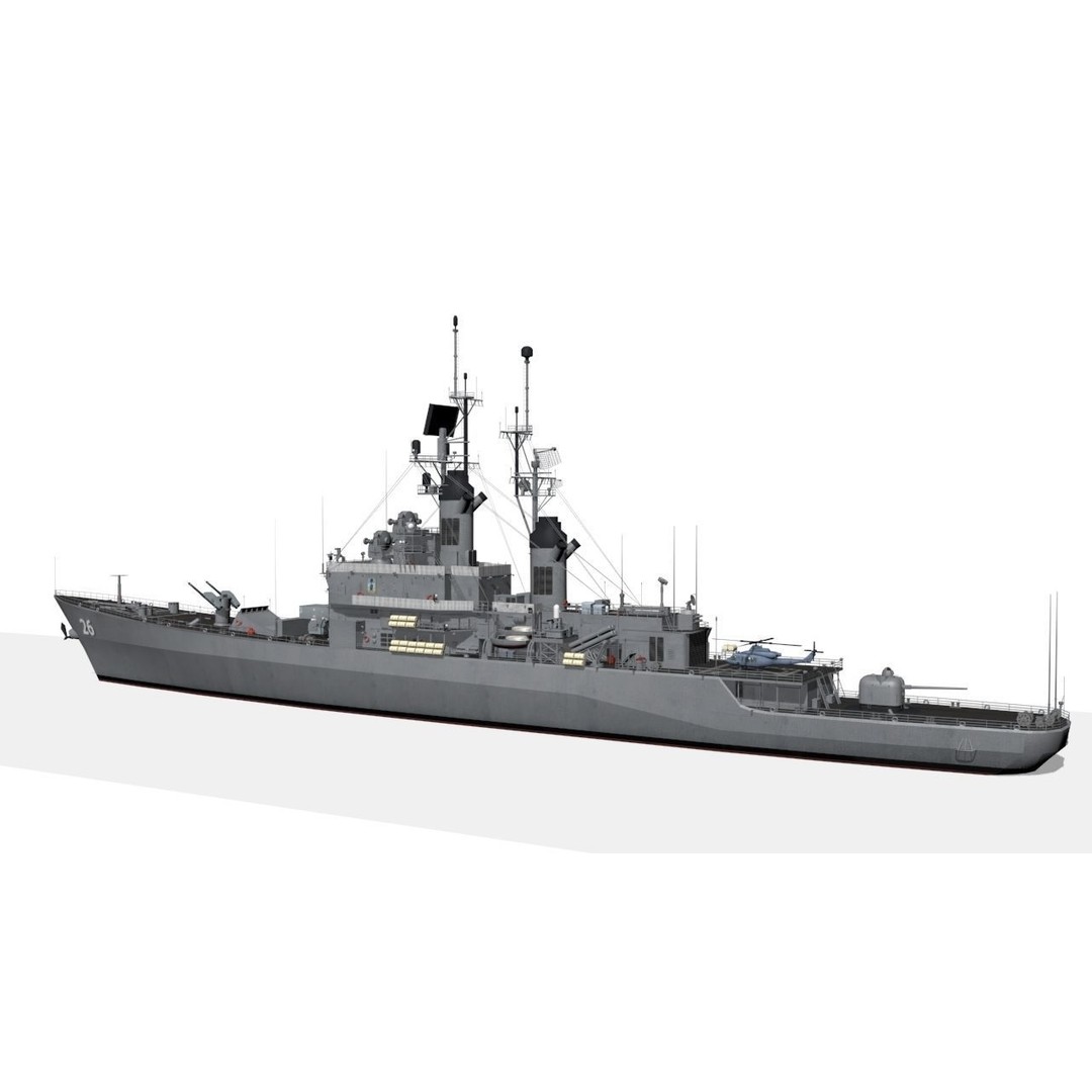 USS Belknap 3D Model – Low Poly Military Watercraft, FBX - View 4