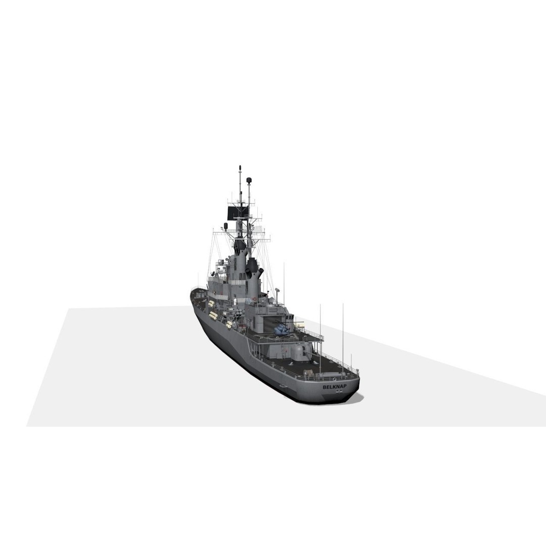 USS Belknap 3D Model – Low Poly Military Watercraft, FBX - View 5