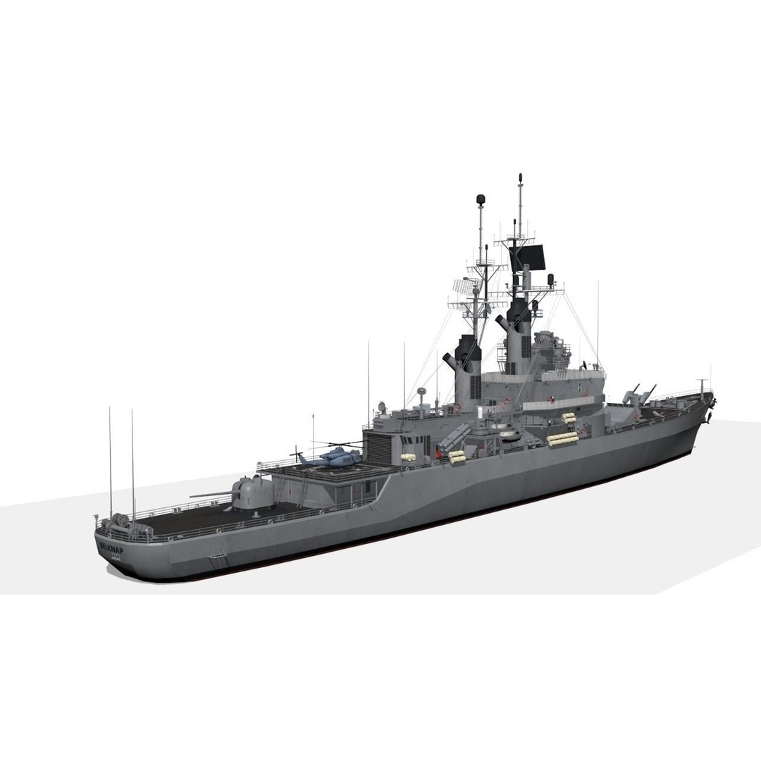 USS Belknap 3D Model – Low Poly Military Watercraft, FBX - View 6