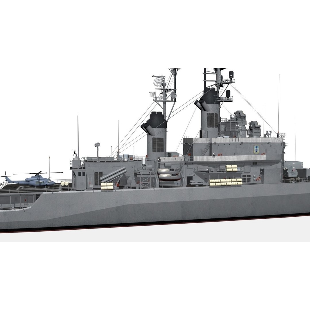 USS Belknap 3D Model – Low Poly Military Watercraft, FBX - View 7