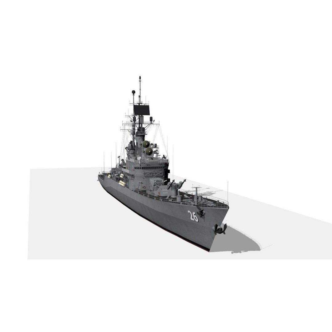 USS Belknap 3D Model – Low Poly Military Watercraft, FBX - View 8