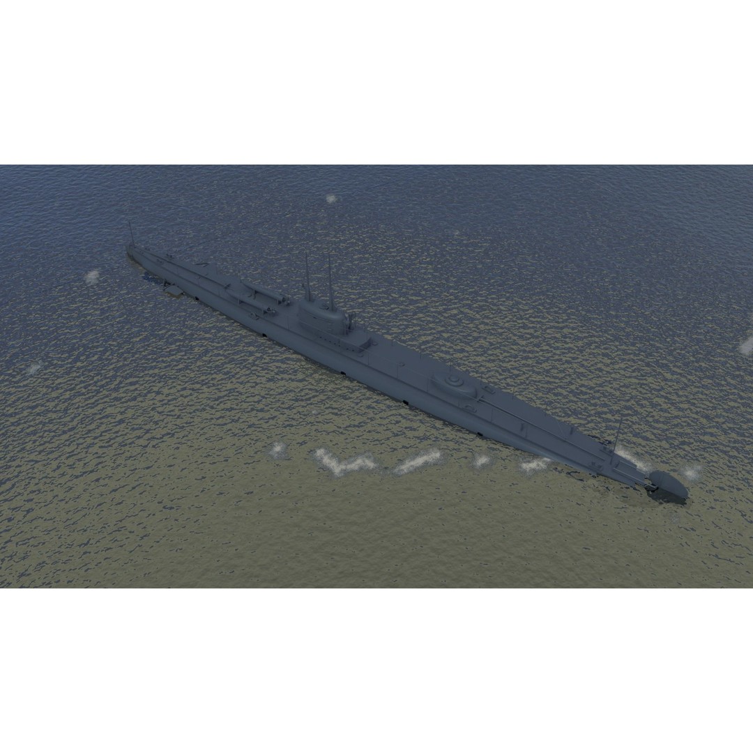 Brazilian F-Class Submarine 3D Model – Low Poly Military Vessel, FBX, Blender
