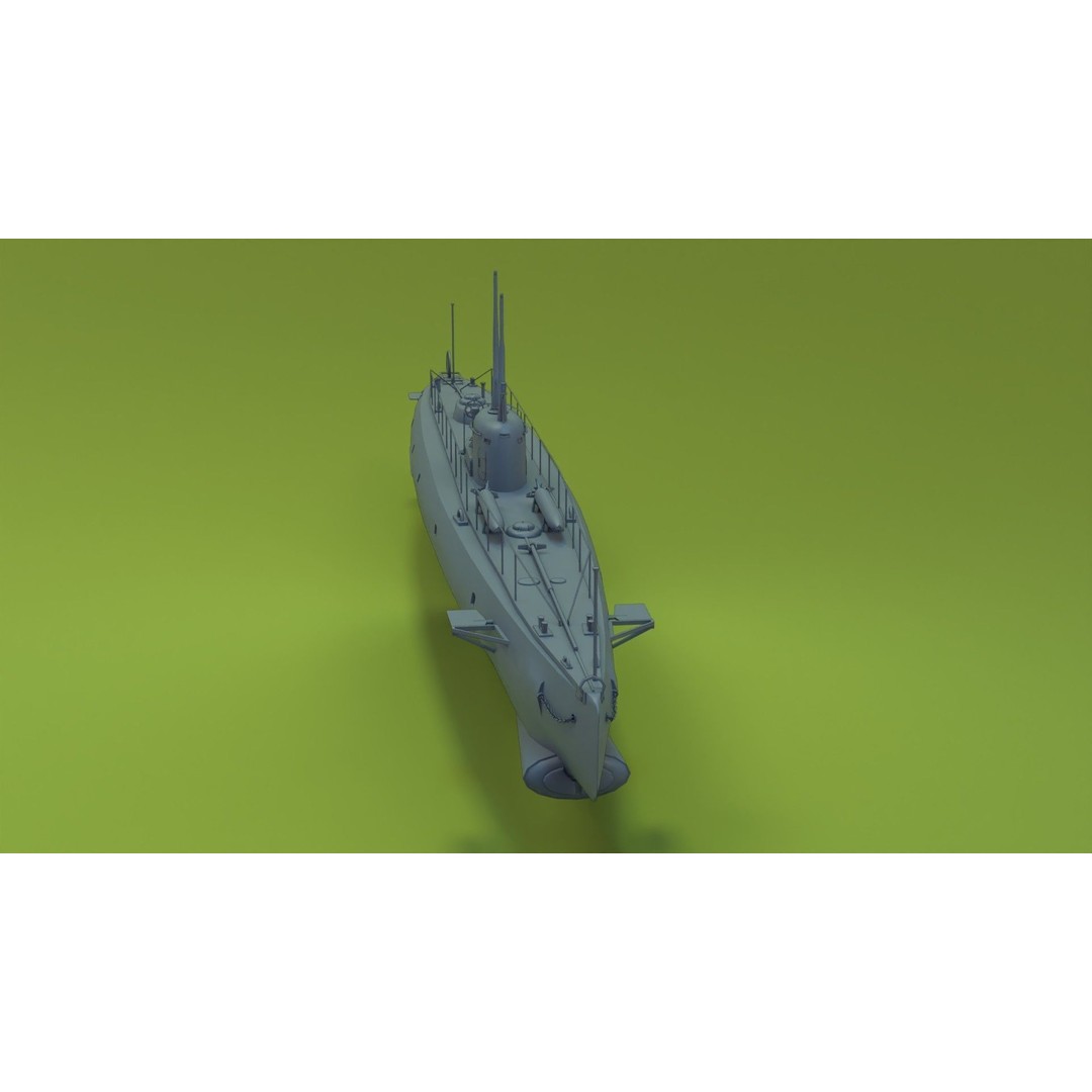 Brazilian F-Class Submarine 3D Model – Low Poly Military Vessel, FBX, Blender - View 10