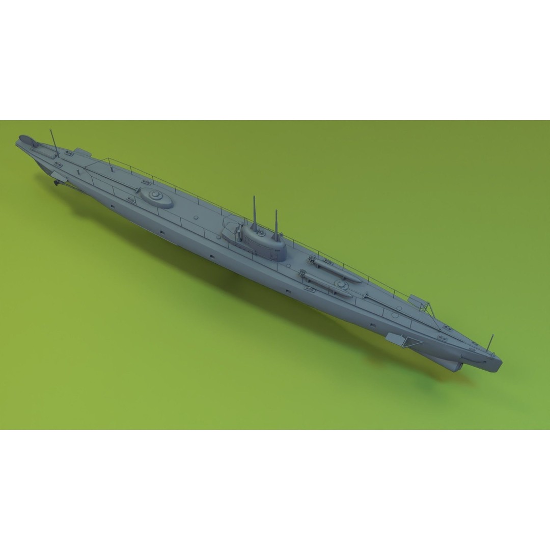 Brazilian F-Class Submarine 3D Model – Low Poly Military Vessel, FBX, Blender - View 11