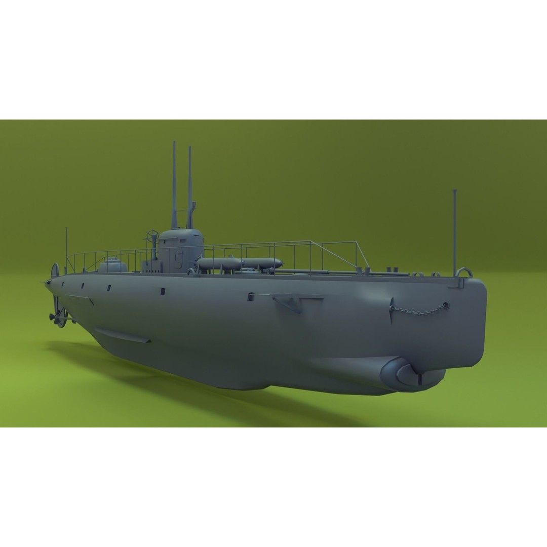 Brazilian F-Class Submarine 3D Model – Low Poly Military Vessel, FBX, Blender - View 12