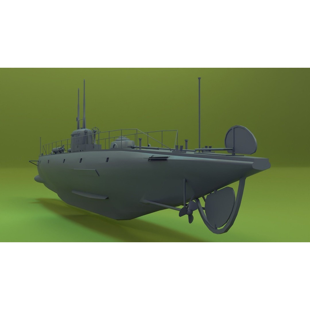 Brazilian F-Class Submarine 3D Model – Low Poly Military Vessel, FBX, Blender - View 13