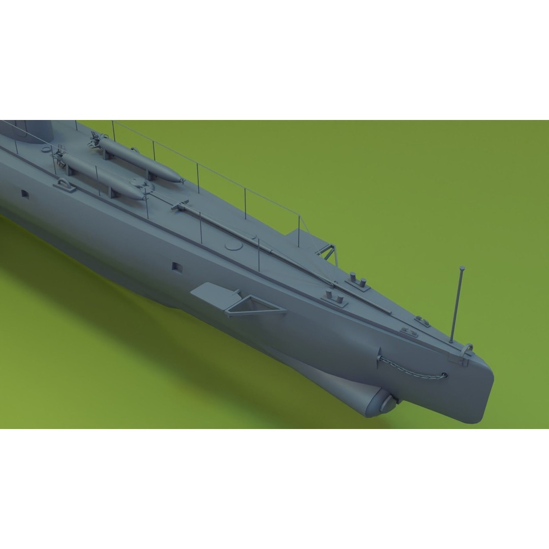 Brazilian F-Class Submarine 3D Model – Low Poly Military Vessel, FBX, Blender - View 14