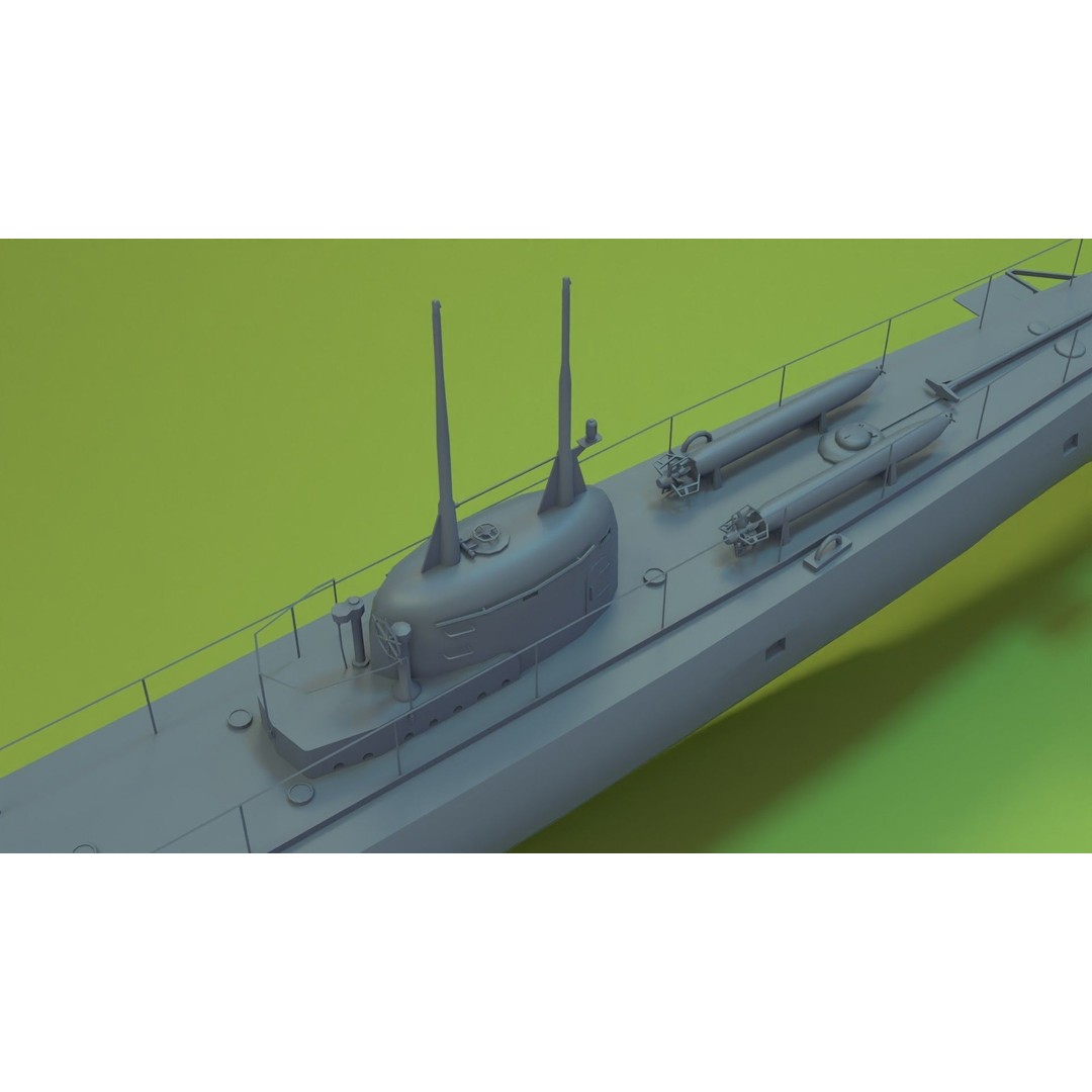 Brazilian F-Class Submarine 3D Model – Low Poly Military Vessel, FBX, Blender - View 15