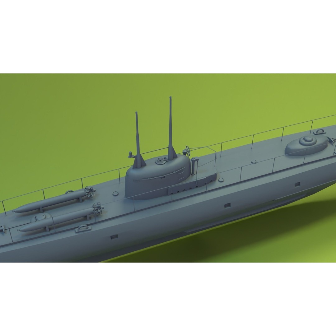 Brazilian F-Class Submarine 3D Model – Low Poly Military Vessel, FBX, Blender - View 17