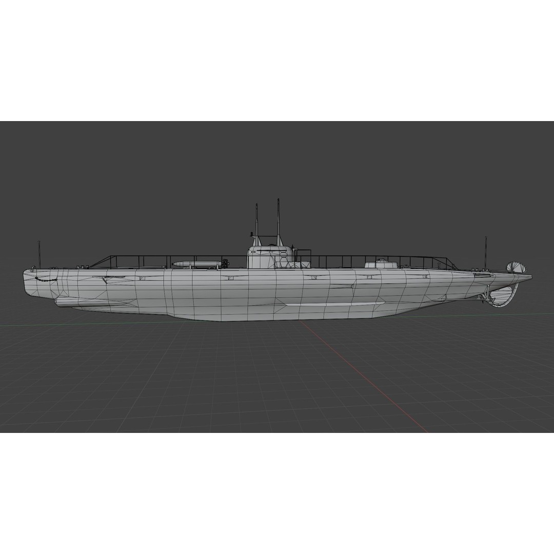 Brazilian F-Class Submarine 3D Model – Low Poly Military Vessel, FBX, Blender - View 19