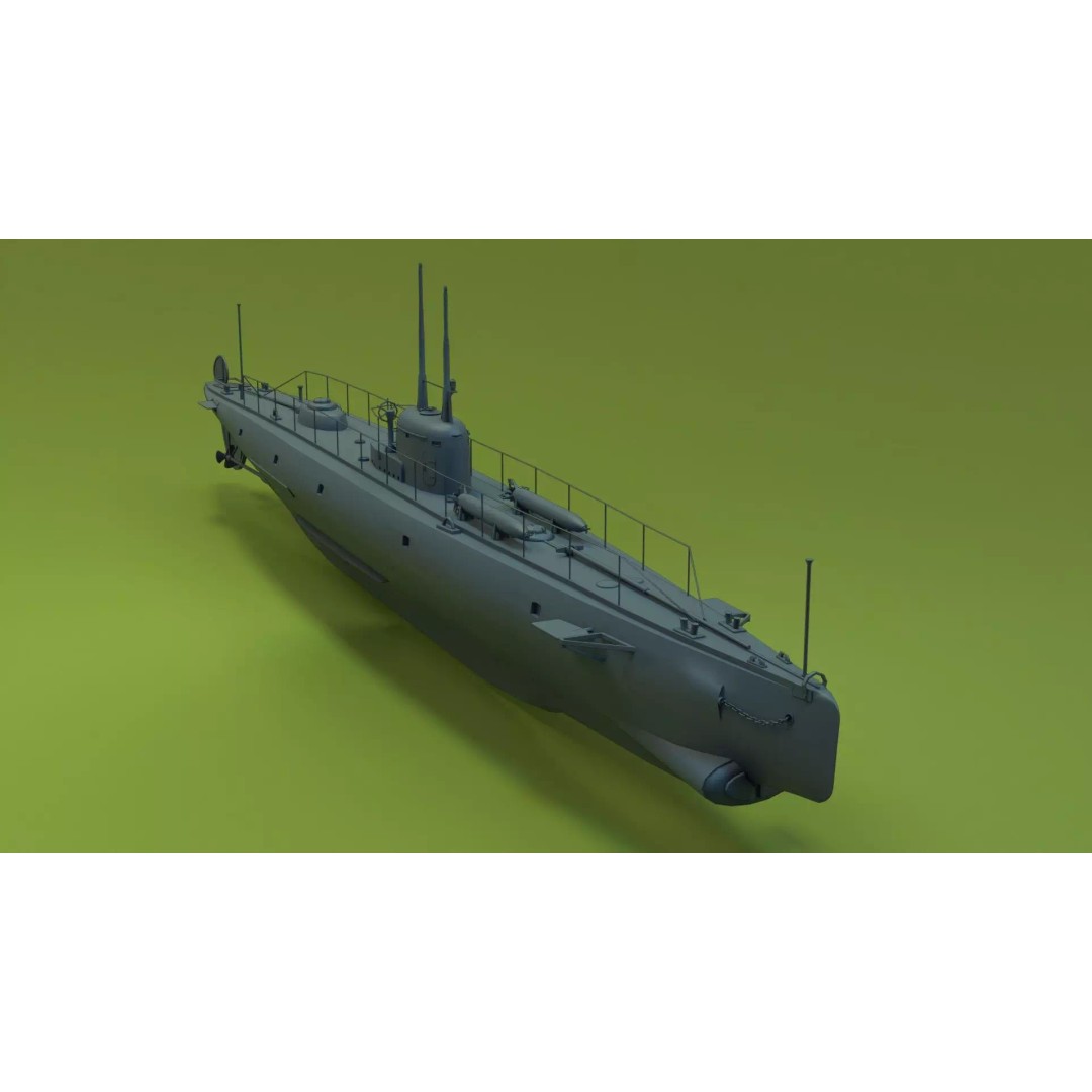 Brazilian F-Class Submarine 3D Model – Low Poly Military Vessel, FBX, Blender - View 2