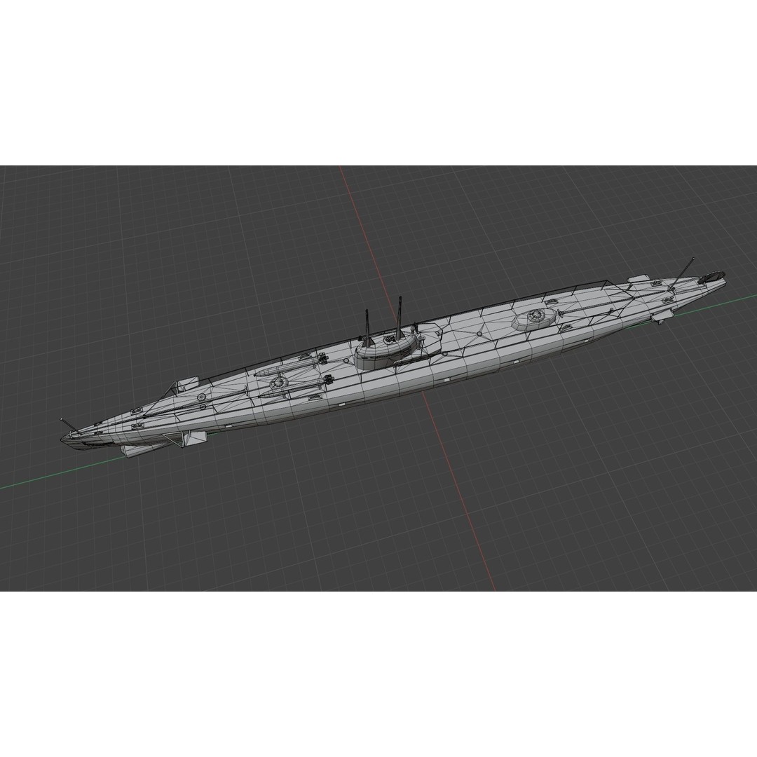 Brazilian F-Class Submarine 3D Model – Low Poly Military Vessel, FBX, Blender - View 20