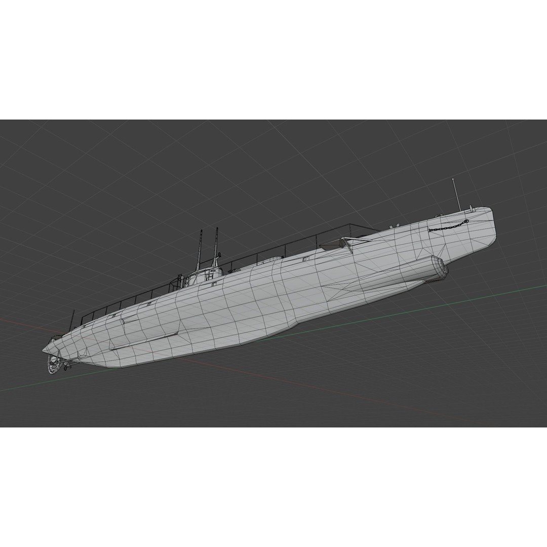 Brazilian F-Class Submarine 3D Model – Low Poly Military Vessel, FBX, Blender - View 21