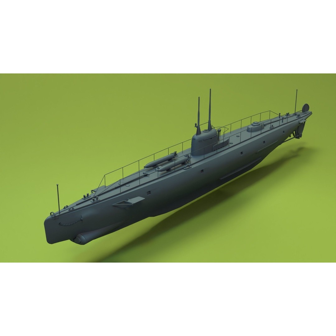 Brazilian F-Class Submarine 3D Model – Low Poly Military Vessel, FBX, Blender - View 4