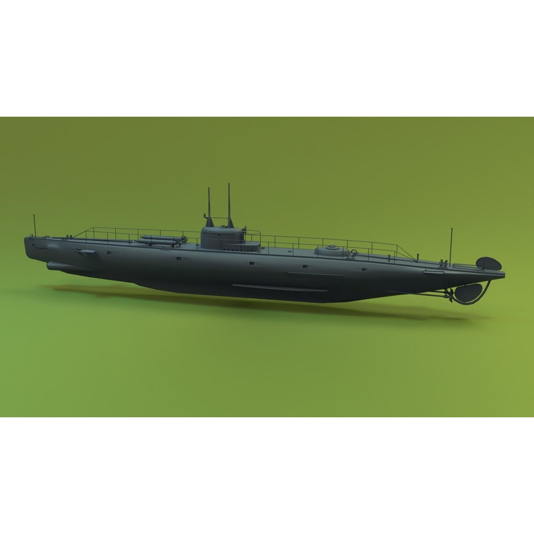 Brazilian F-Class Submarine 3D Model – Low Poly Military Vessel, FBX, Blender - View 5