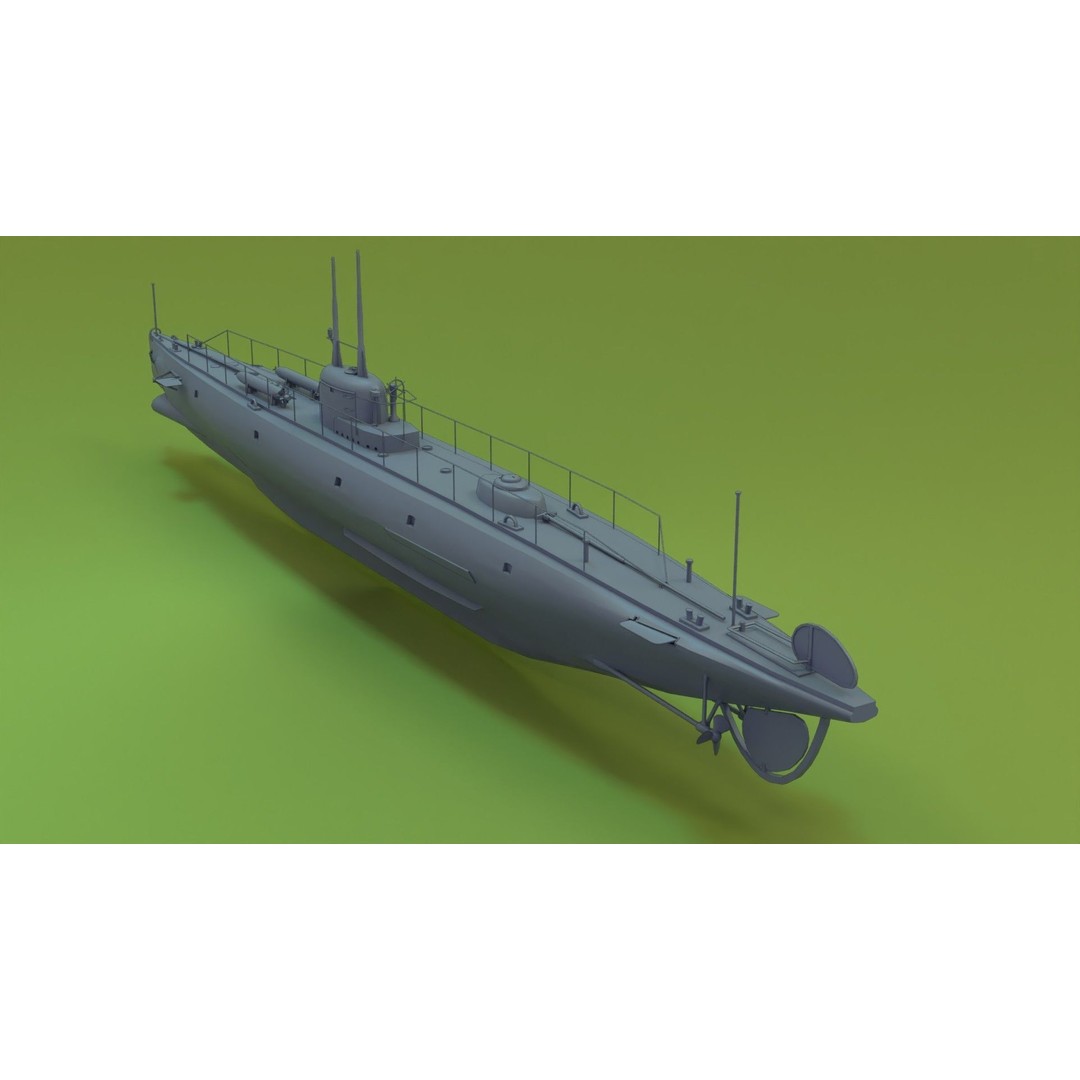 Brazilian F-Class Submarine 3D Model – Low Poly Military Vessel, FBX, Blender - View 6