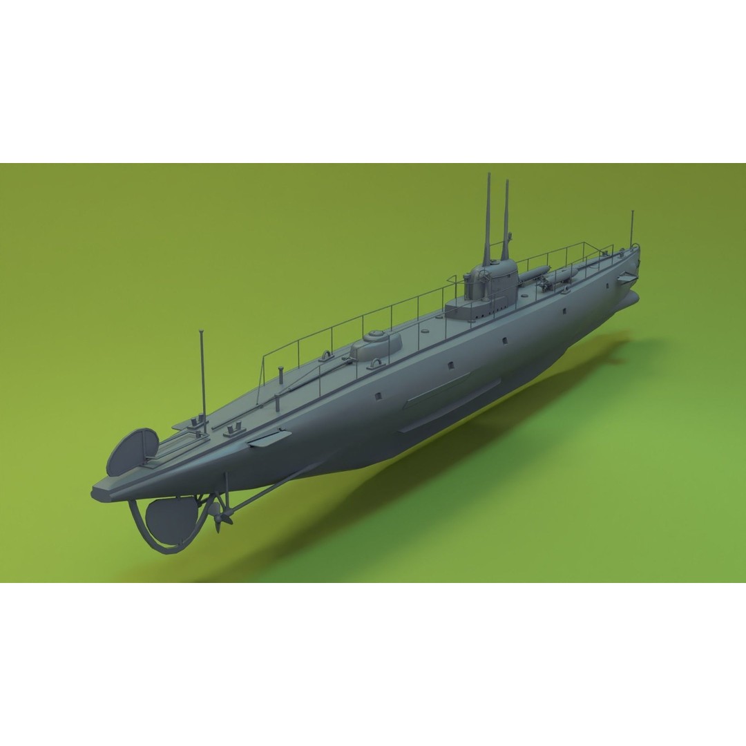 Brazilian F-Class Submarine 3D Model – Low Poly Military Vessel, FBX, Blender - View 8