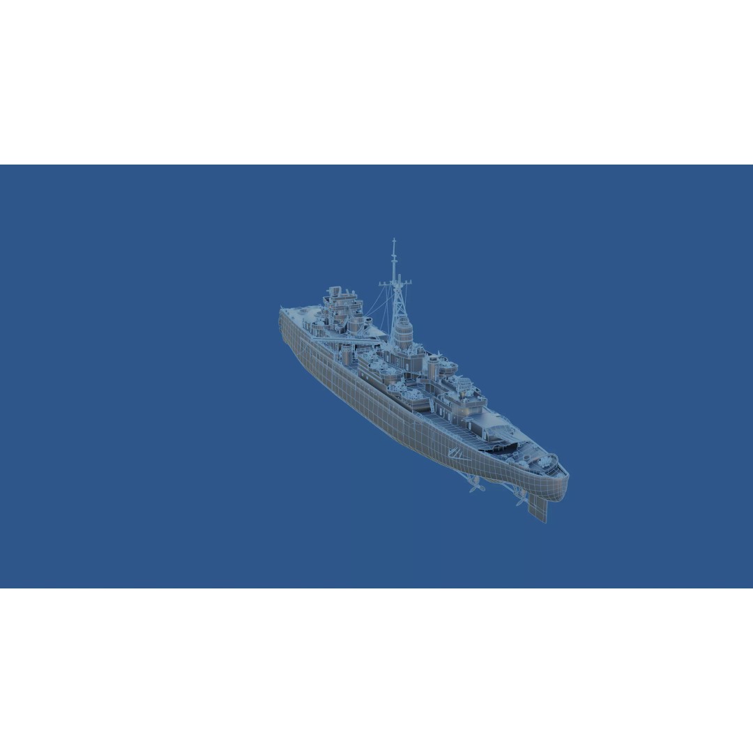 USS Indianapolis 3D Model – Historic Battleship, Blender, FBX, Game Ready