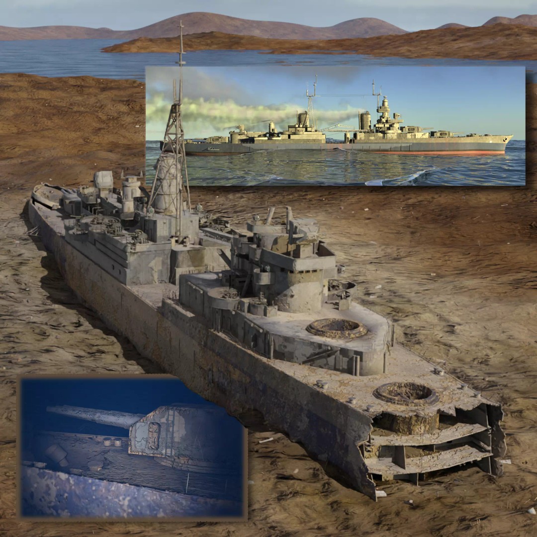 USS Indianapolis 3D Model – Historic Battleship, Blender, FBX, Game Ready - View 2