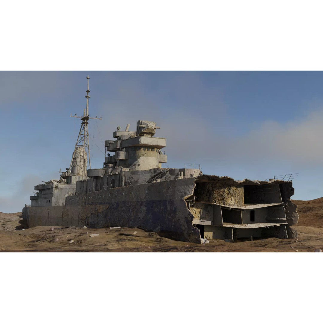 USS Indianapolis 3D Model – Historic Battleship, Blender, FBX, Game Ready - View 39