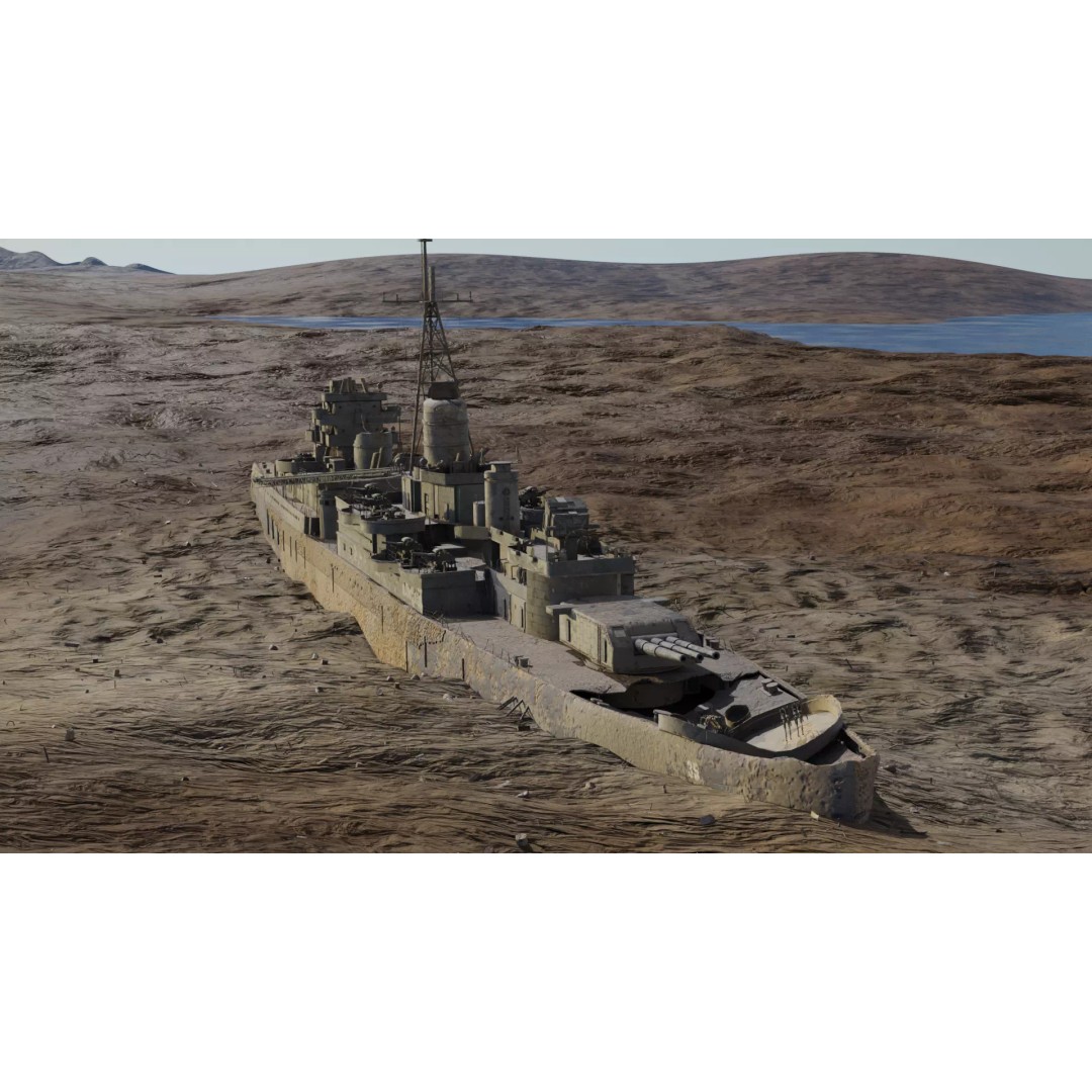 USS Indianapolis 3D Model – Historic Battleship, Blender, FBX, Game Ready - View 41