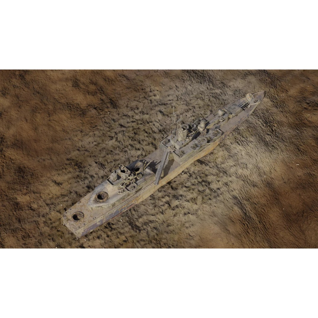 USS Indianapolis 3D Model – Historic Battleship, Blender, FBX, Game Ready - View 48