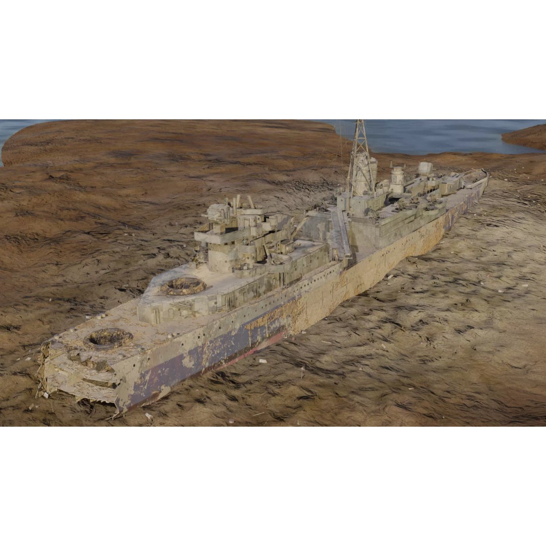 USS Indianapolis 3D Model – Historic Battleship, Blender, FBX, Game Ready - View 49