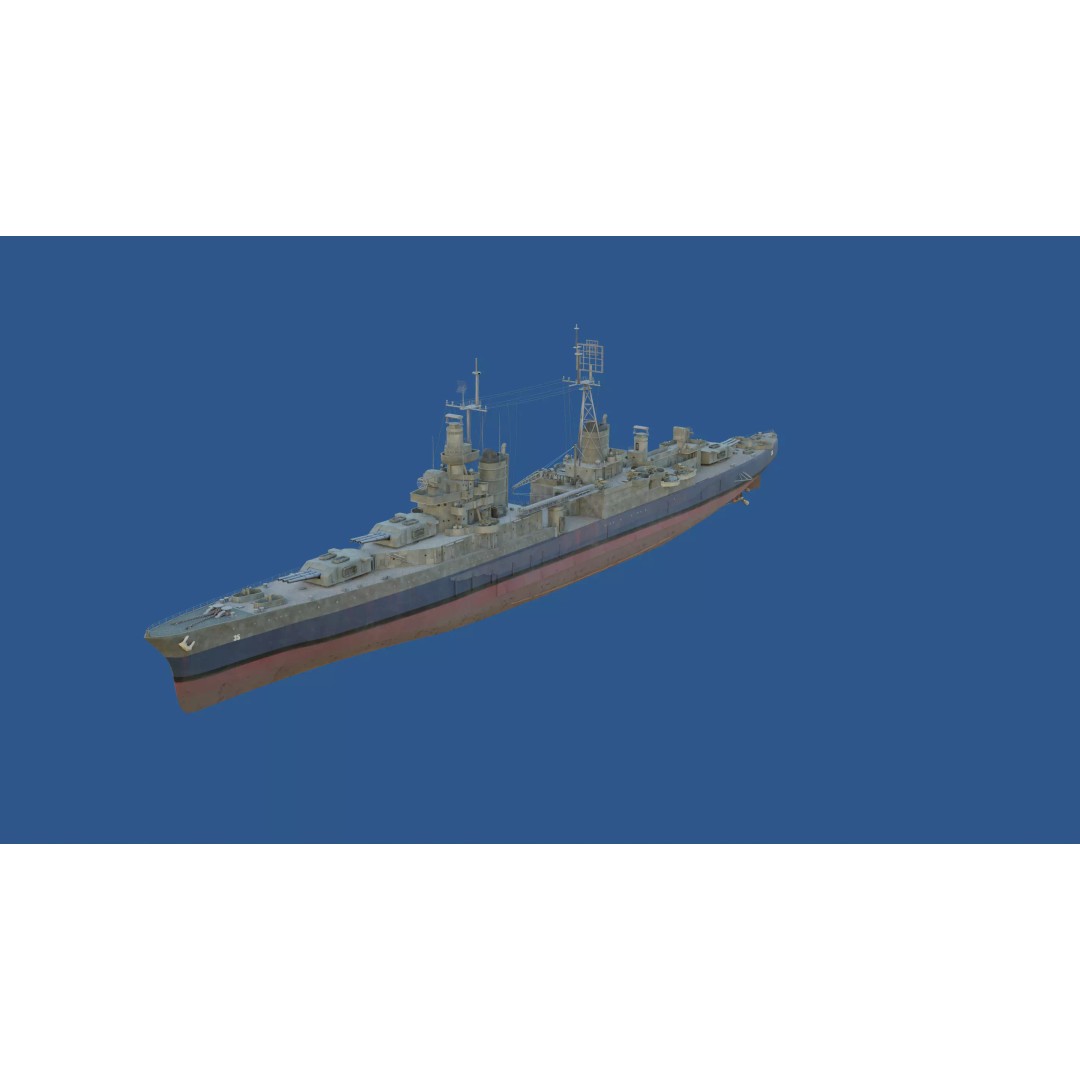 USS Indianapolis 3D Model – Historic Battleship, Blender, FBX, Game Ready - View 72