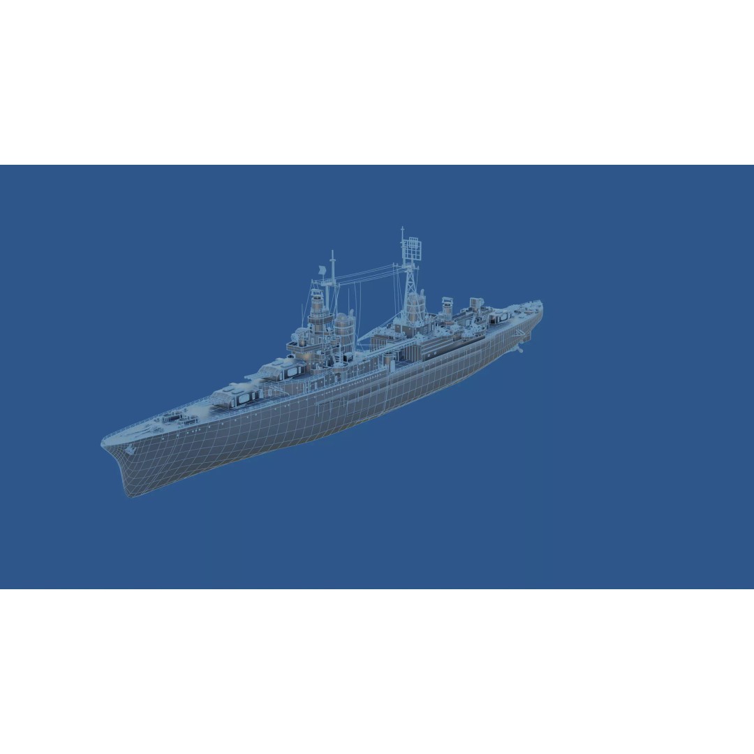 USS Indianapolis 3D Model – Historic Battleship, Blender, FBX, Game Ready - View 73