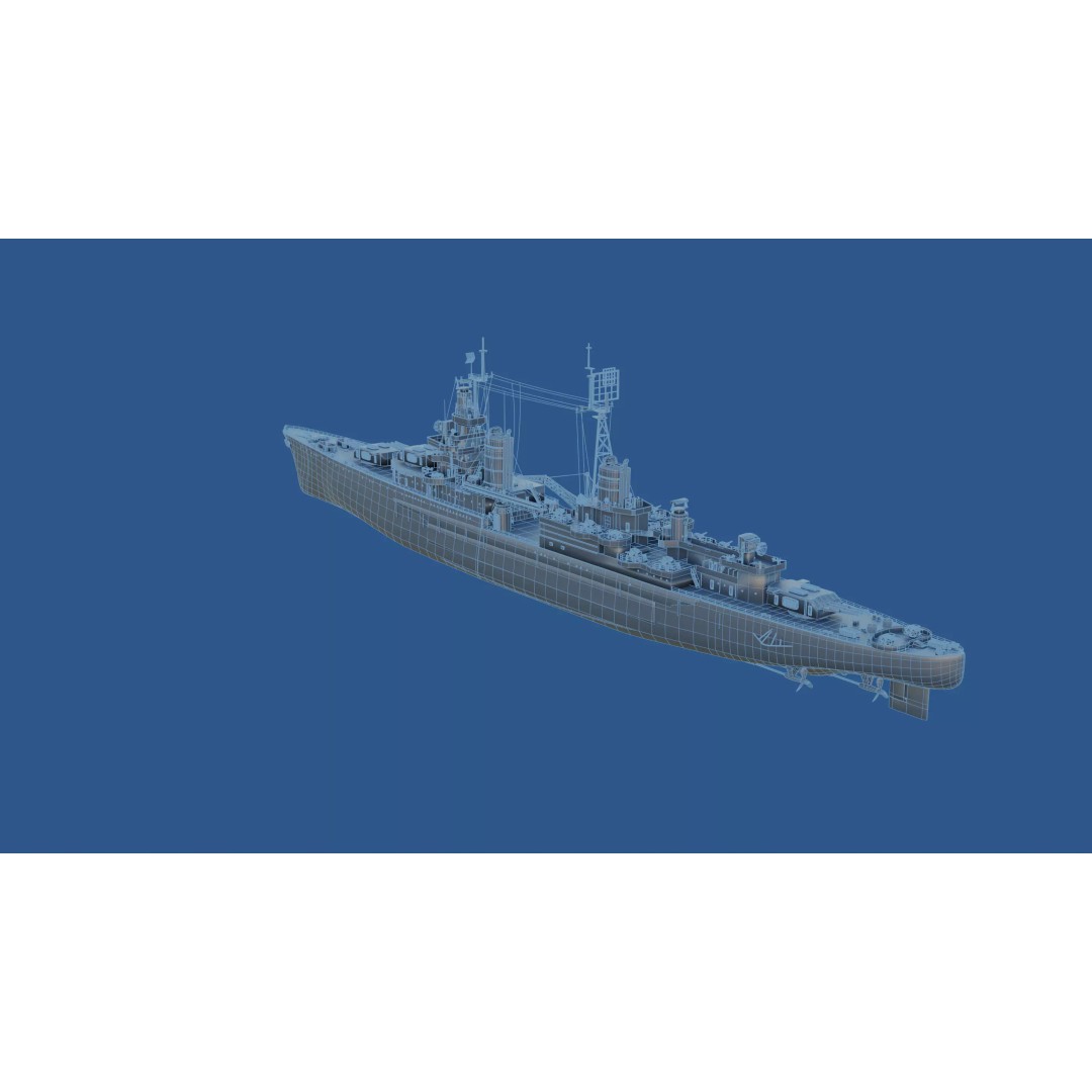 USS Indianapolis 3D Model – Historic Battleship, Blender, FBX, Game Ready - View 75