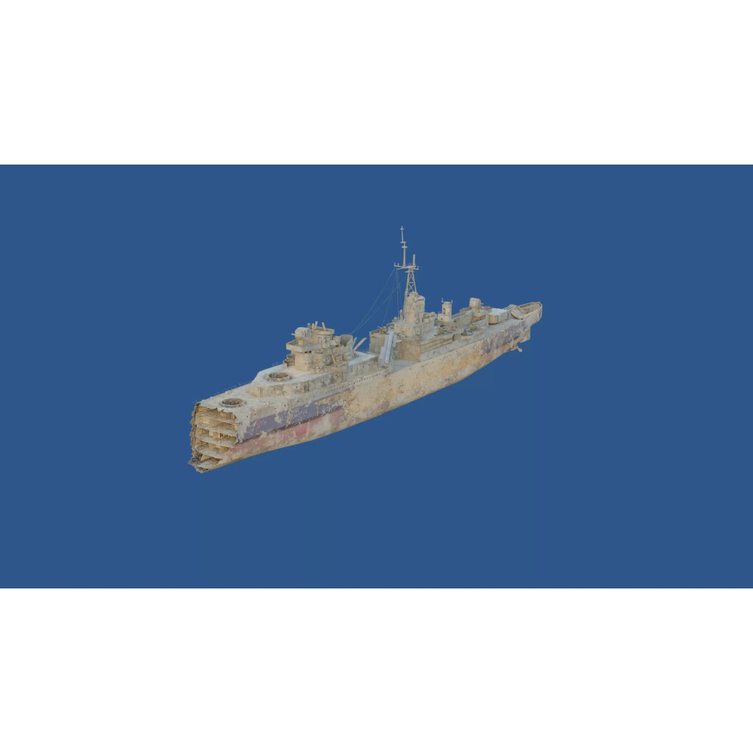 USS Indianapolis 3D Model – Historic Battleship, Blender, FBX, Game Ready - View 76
