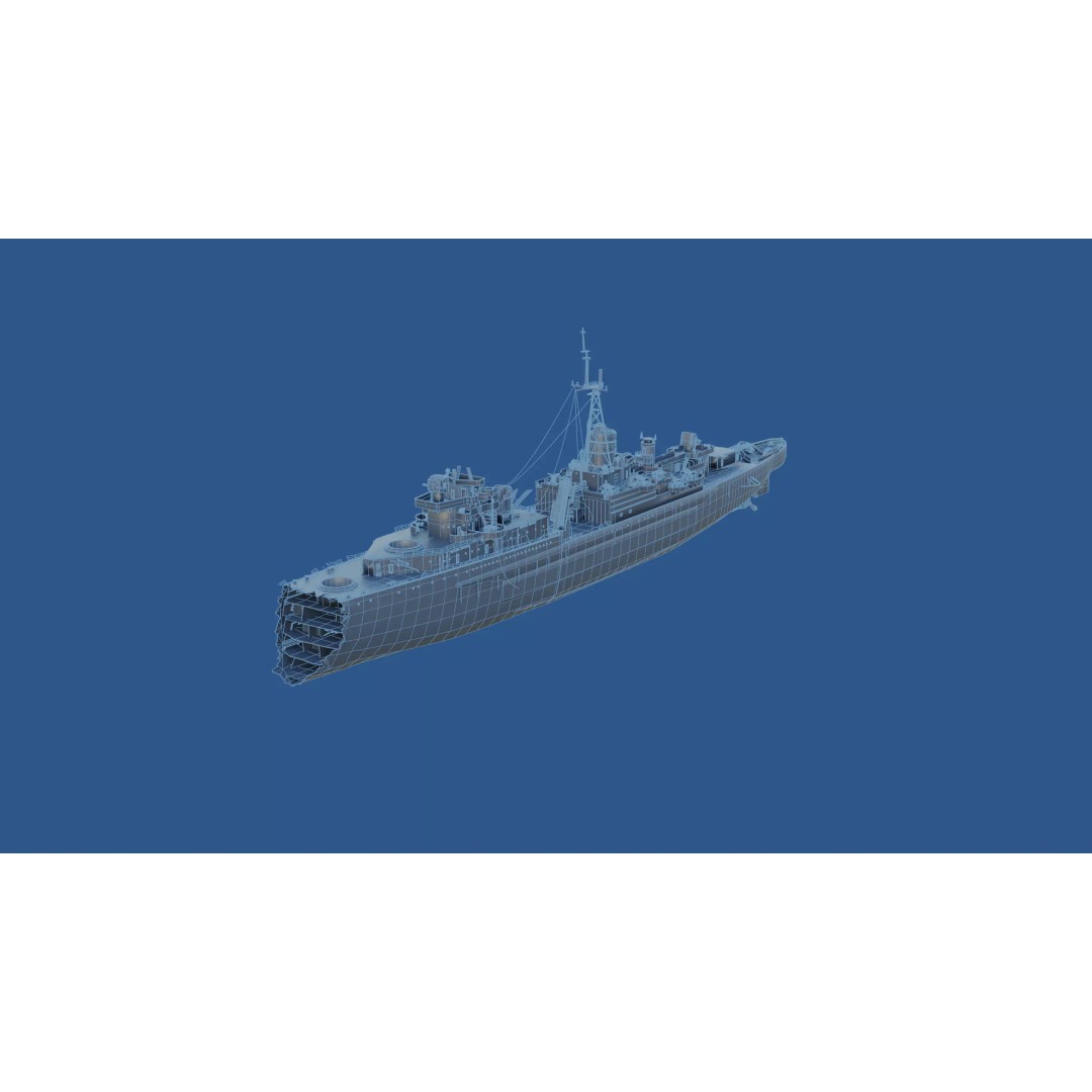 USS Indianapolis 3D Model – Historic Battleship, Blender, FBX, Game Ready - View 77