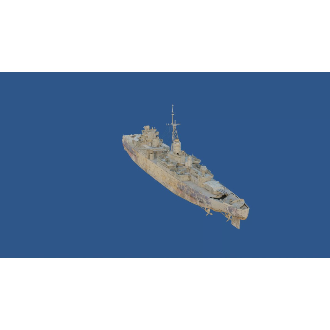 USS Indianapolis 3D Model – Historic Battleship, Blender, FBX, Game Ready - View 78