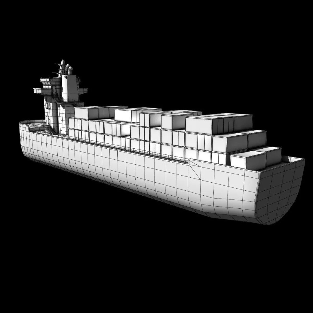 Cargo Ship 3D Model – Low Poly Industrial Watercraft, FBX - View 11