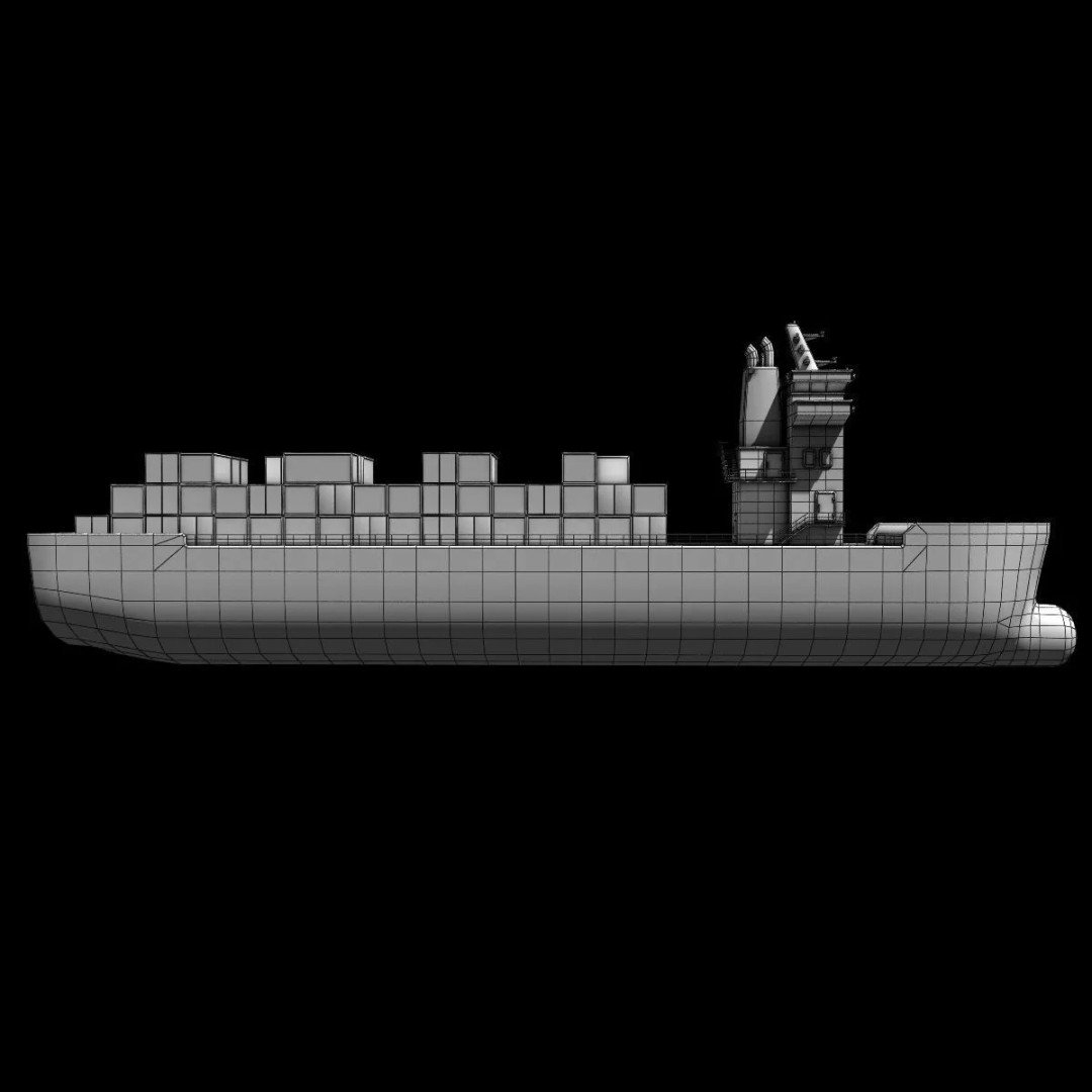 Cargo Ship 3D Model – Low Poly Industrial Watercraft, FBX - View 12