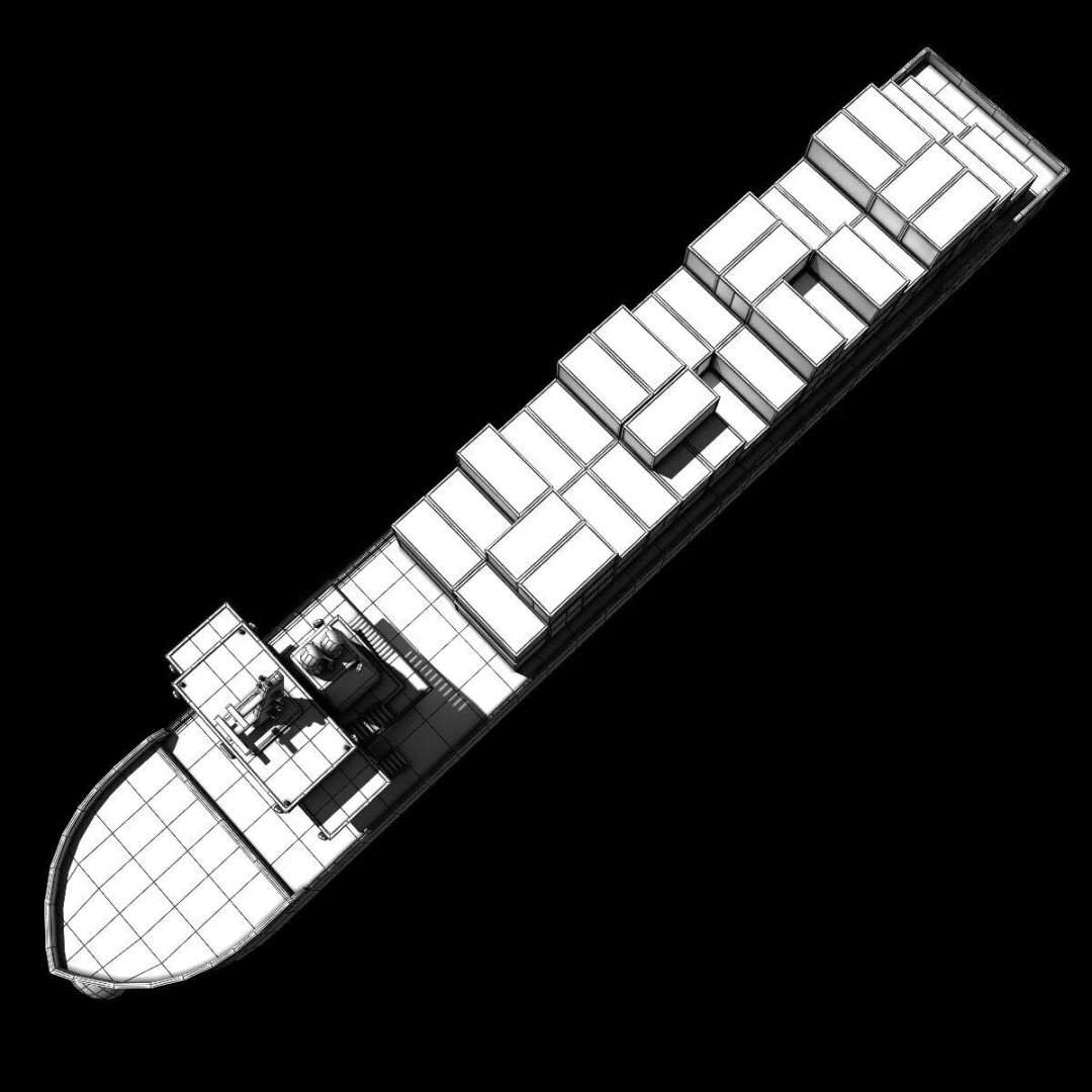 Cargo Ship 3D Model – Low Poly Industrial Watercraft, FBX - View 14
