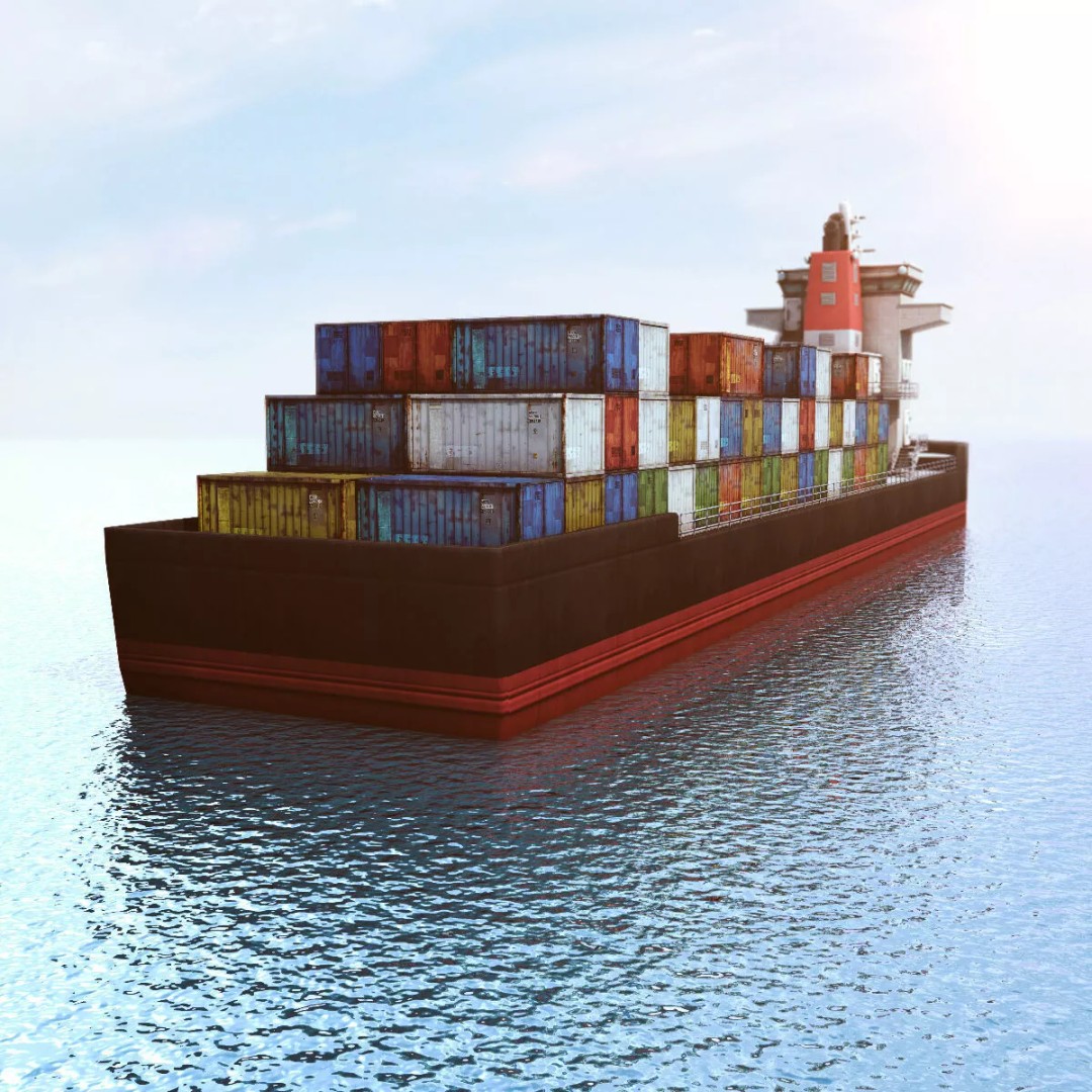 Cargo Ship 3D Model – Low Poly Industrial Watercraft, FBX - View 3