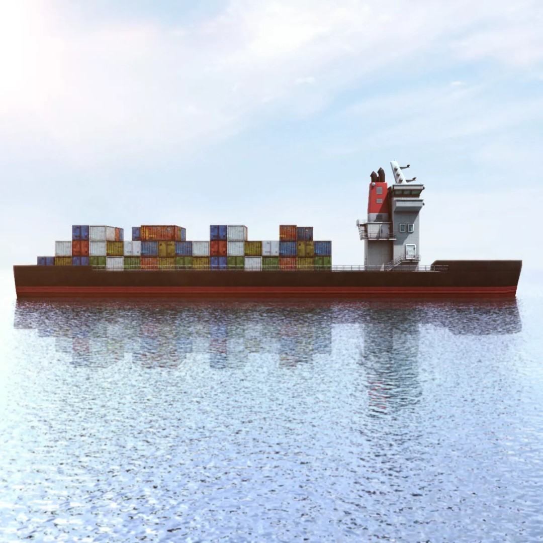 Cargo Ship 3D Model – Low Poly Industrial Watercraft, FBX - View 4