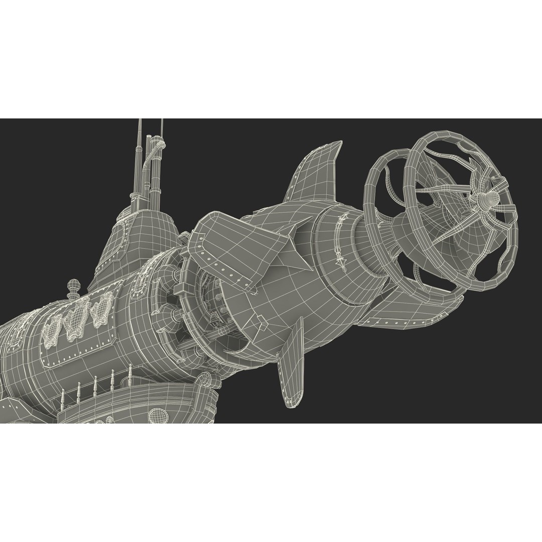 Steampunk Submarine 3D Model – Rigged, PBR Textures, Game Asset