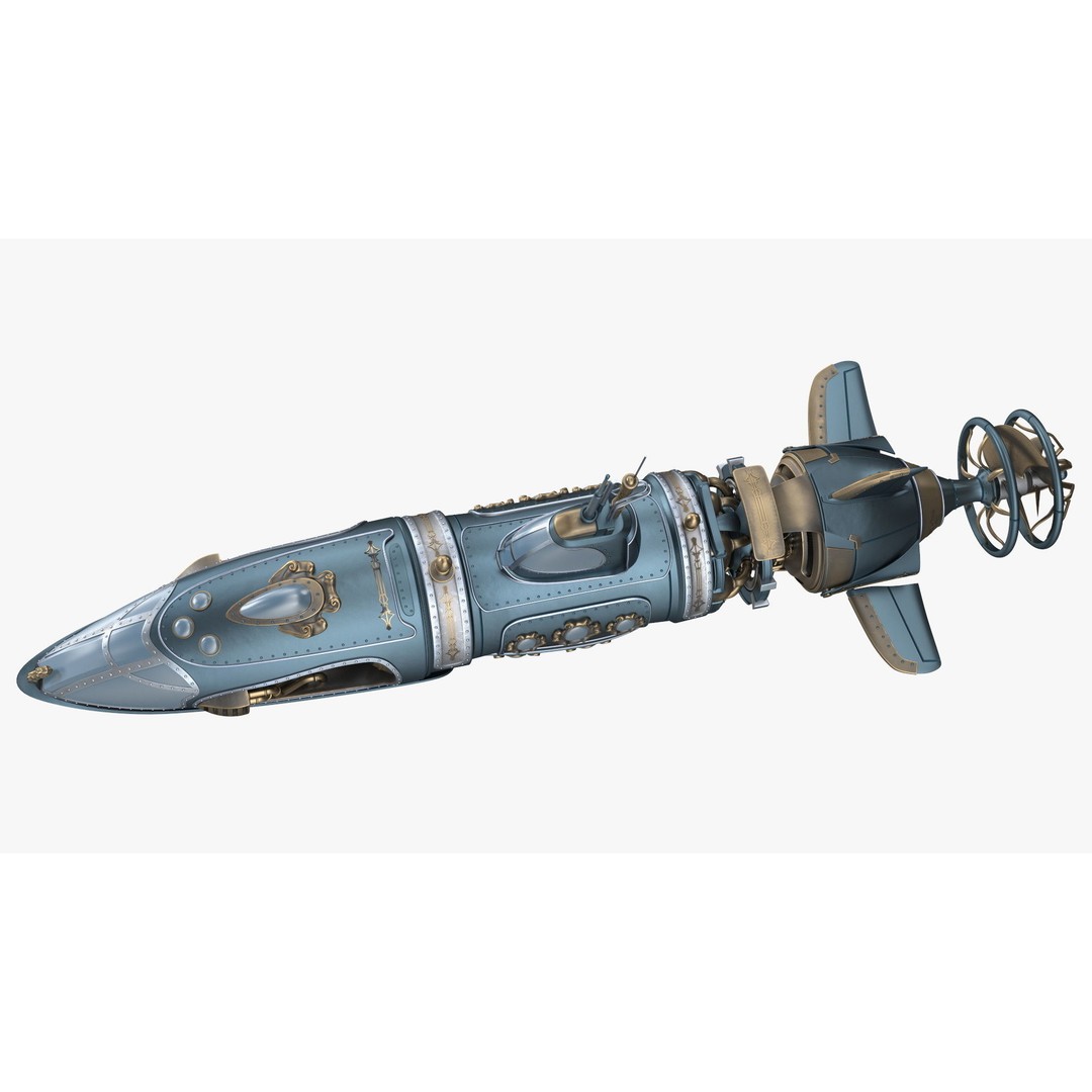 Steampunk Submarine 3D Model – Rigged, PBR Textures, Game Asset - View 21