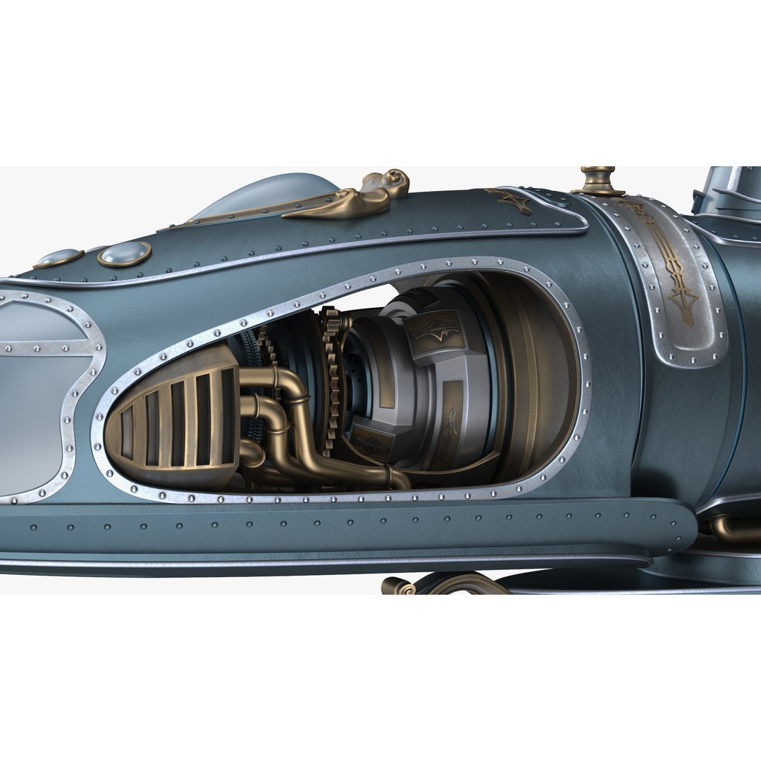 Steampunk Submarine 3D Model – Rigged, PBR Textures, Game Asset - View 24