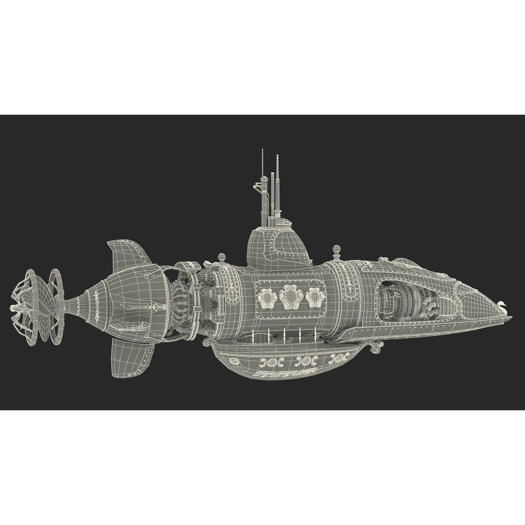 Steampunk Submarine 3D Model – Rigged, PBR Textures, Game Asset - View 34