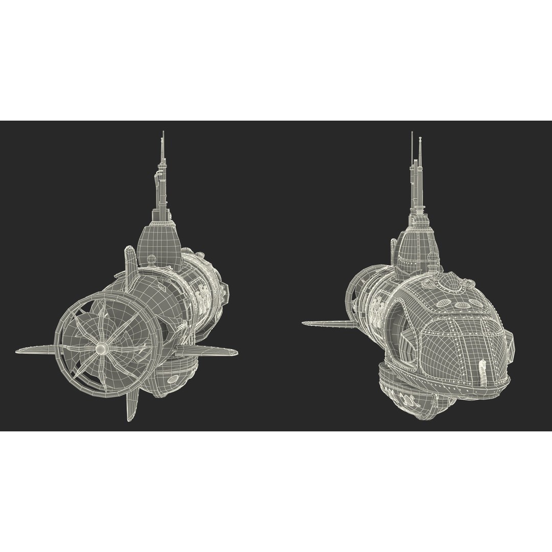 Steampunk Submarine 3D Model – Rigged, PBR Textures, Game Asset - View 35
