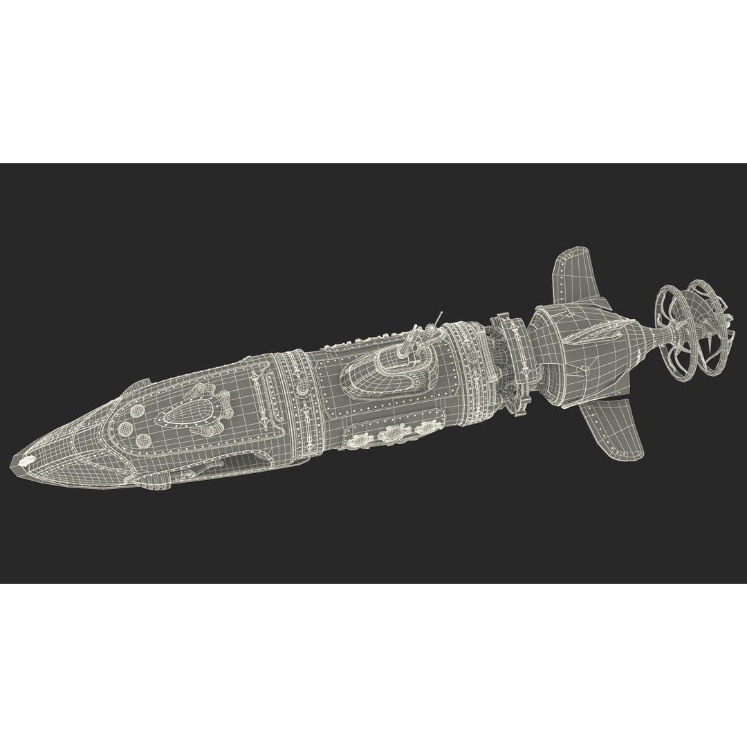 Steampunk Submarine 3D Model – Rigged, PBR Textures, Game Asset - View 36