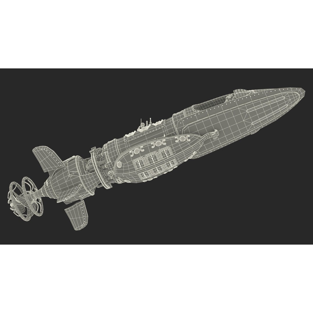 Steampunk Submarine 3D Model – Rigged, PBR Textures, Game Asset - View 37