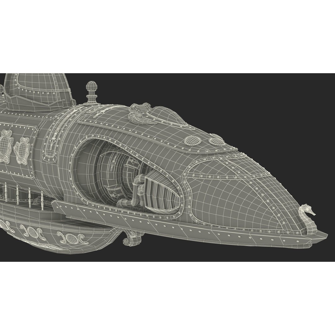 Steampunk Submarine 3D Model – Rigged, PBR Textures, Game Asset - View 38