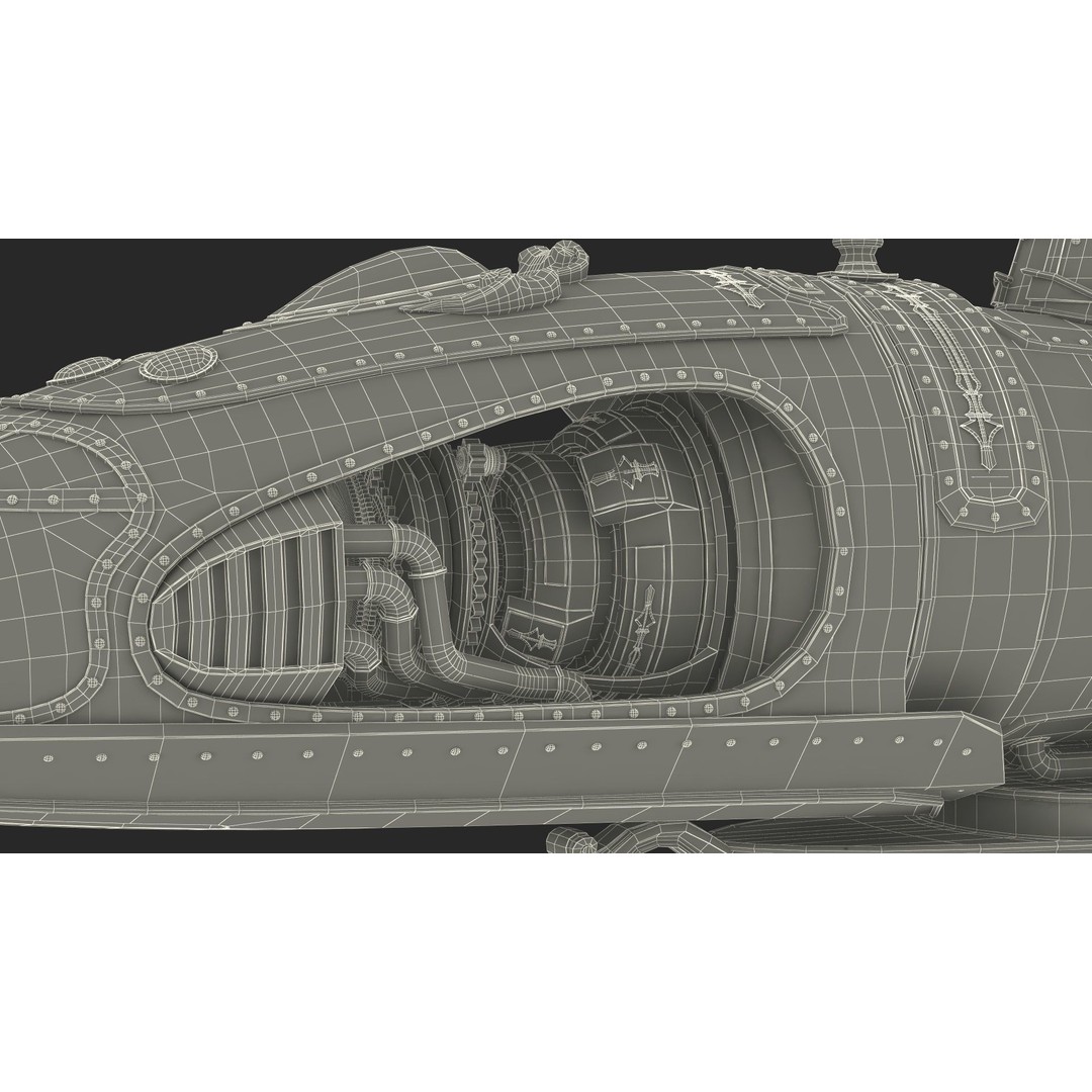 Steampunk Submarine 3D Model – Rigged, PBR Textures, Game Asset - View 39