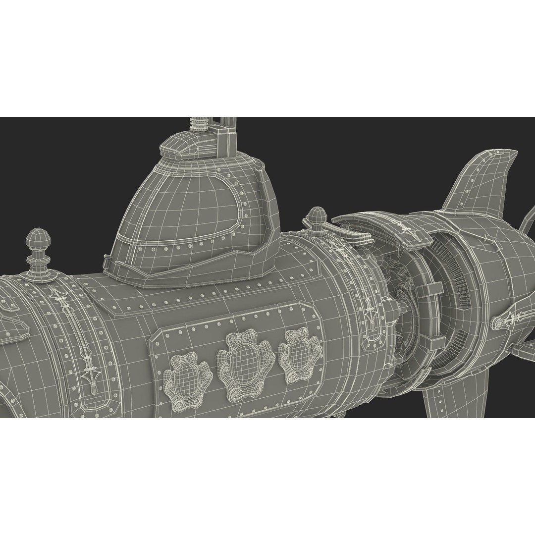 Steampunk Submarine 3D Model – Rigged, PBR Textures, Game Asset - View 40